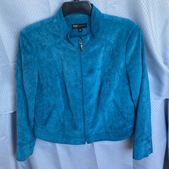 Vintage 90s collarless jacket lined hidden shoulder pads office business casual - Picture 12 of 17